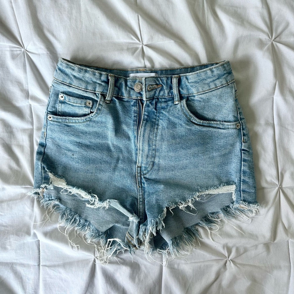 Zara Distressed Blue Jean Shorts